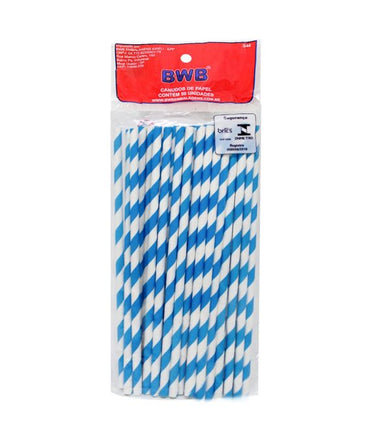 Forma De Chocolate - Canudo De Papel Listrado Azul Com 50un BWB9966
